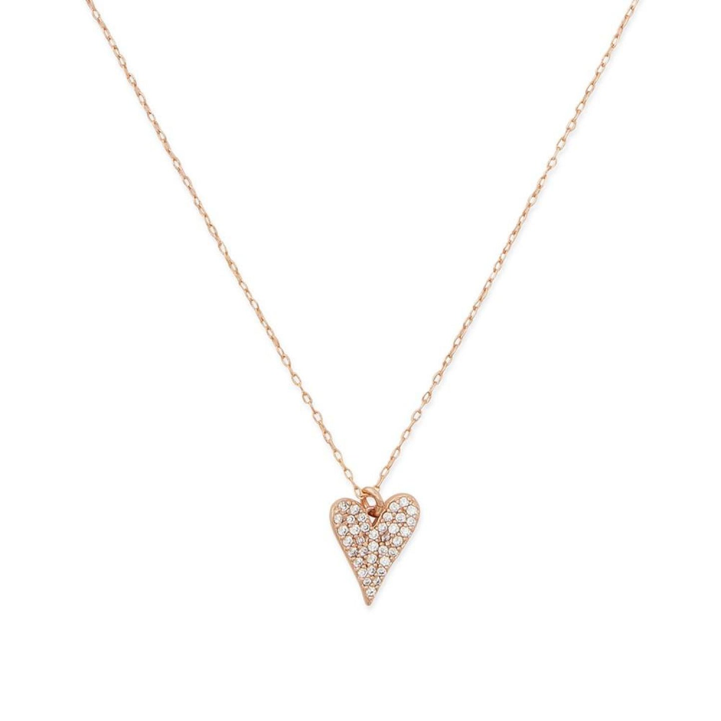 Rose Gold-Tone Pavé Heart Mini Pendant Necklace, 16" + 3" extender