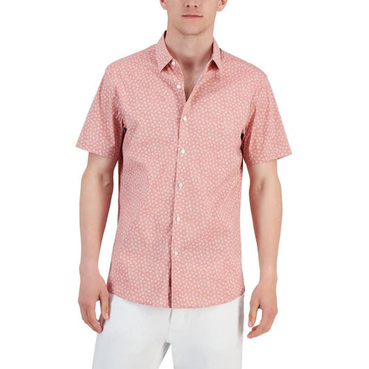 Men's Short-Sleeve Slim-Fit Burst-Print Stretch Shirt