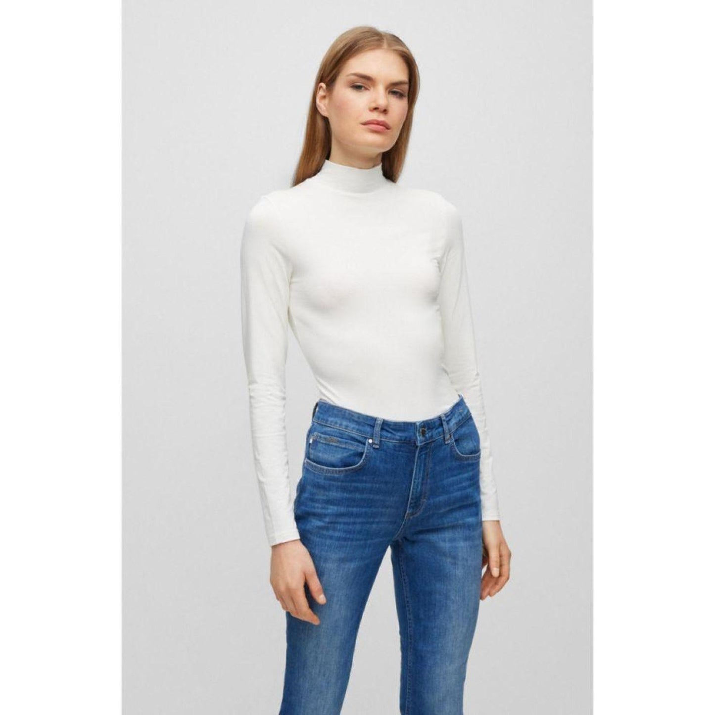 Extra-slim-fit long-sleeved top with mock neckline