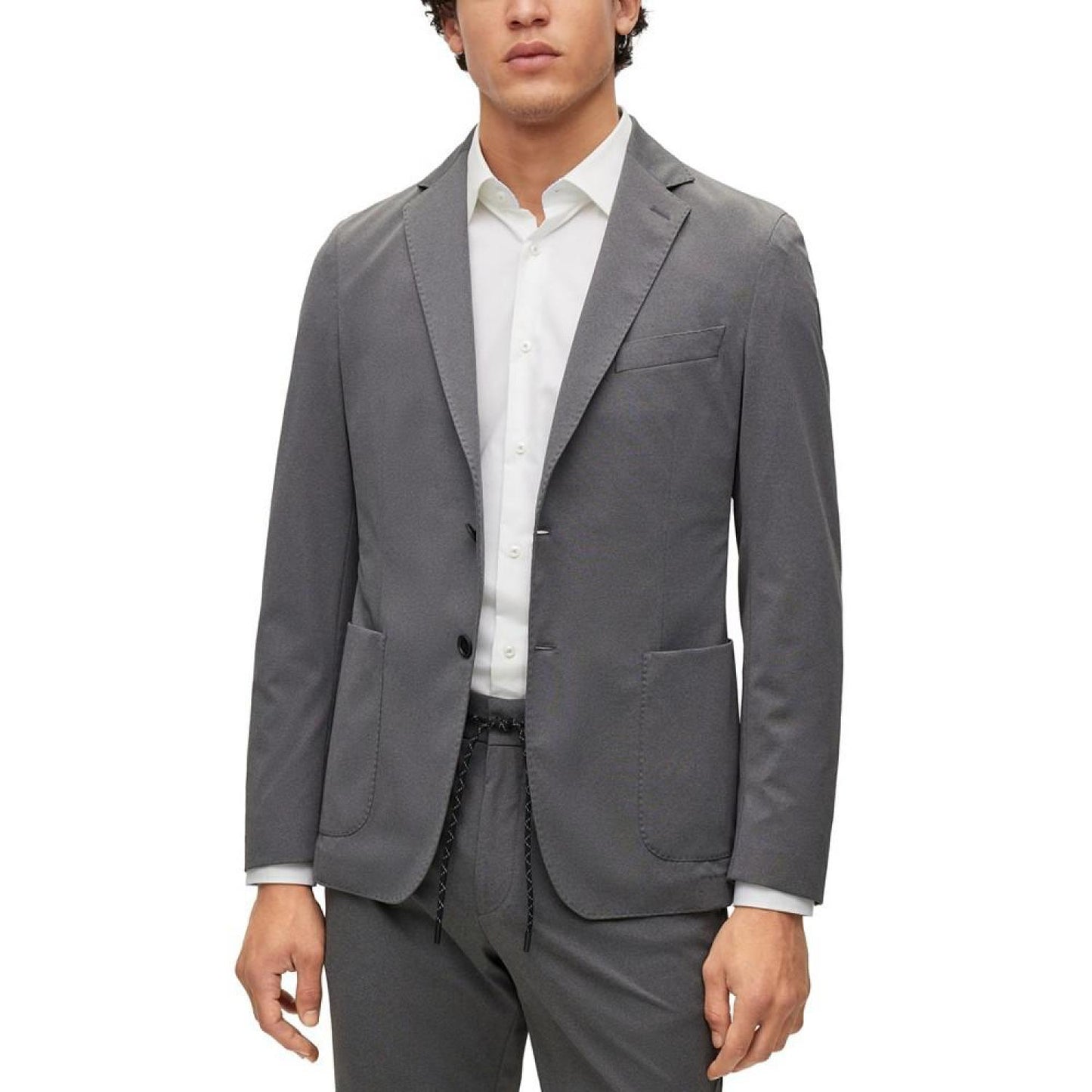 Men's Slim-Fit Jacket in Micro-Patterned Performance-Stretch Cloth