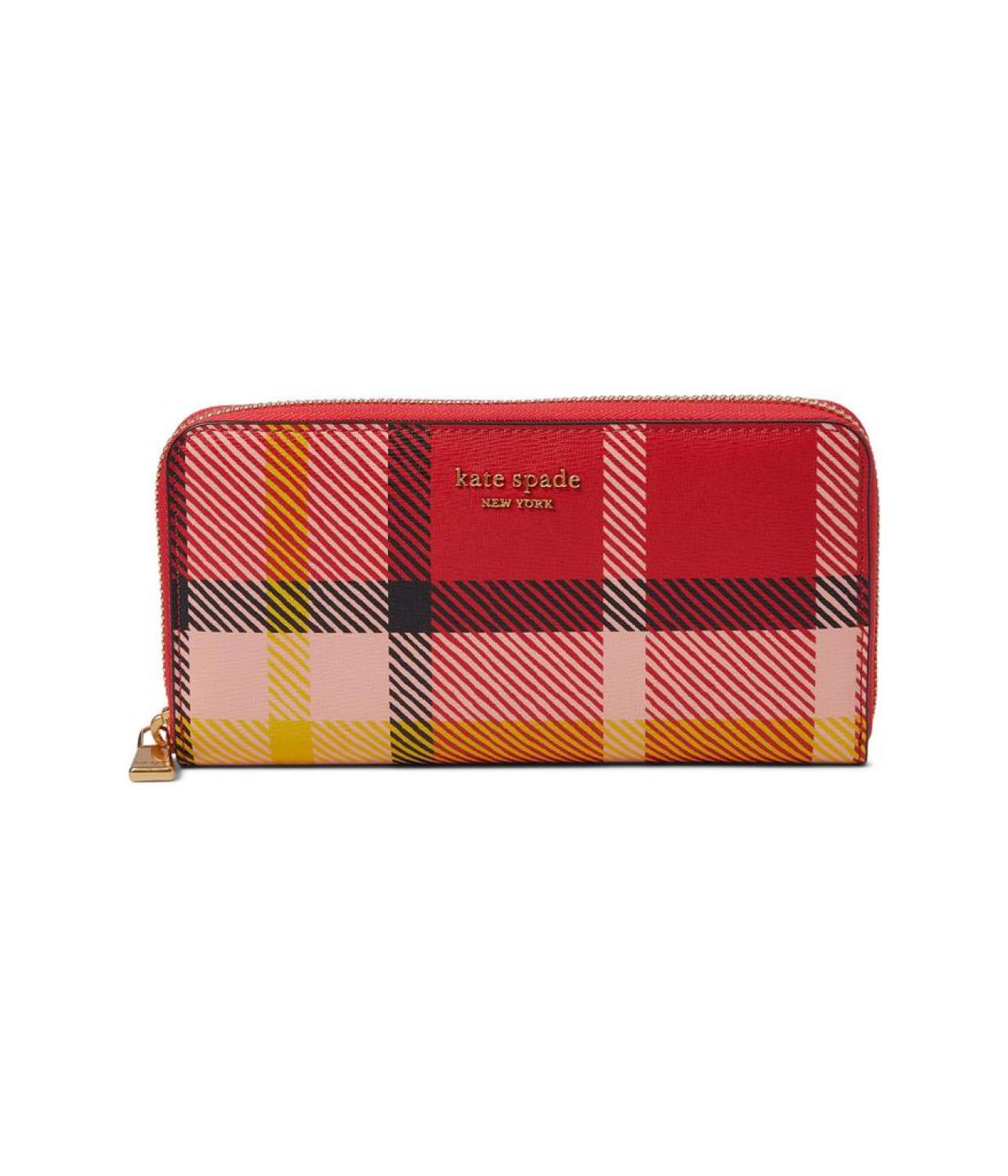 Morgan Museum Plaid Printed PVC Zip Around Continental Wallet