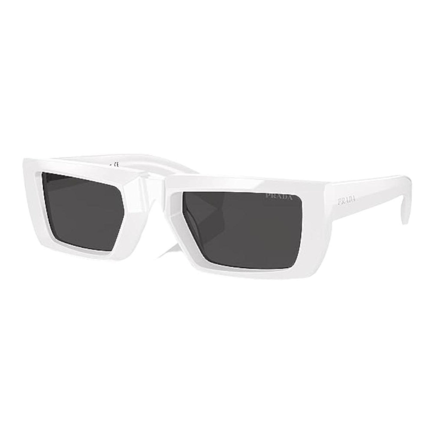 PRADA Unisex PR 24YS 4615S0 White Frame Dark Grey Lens Sunglasses