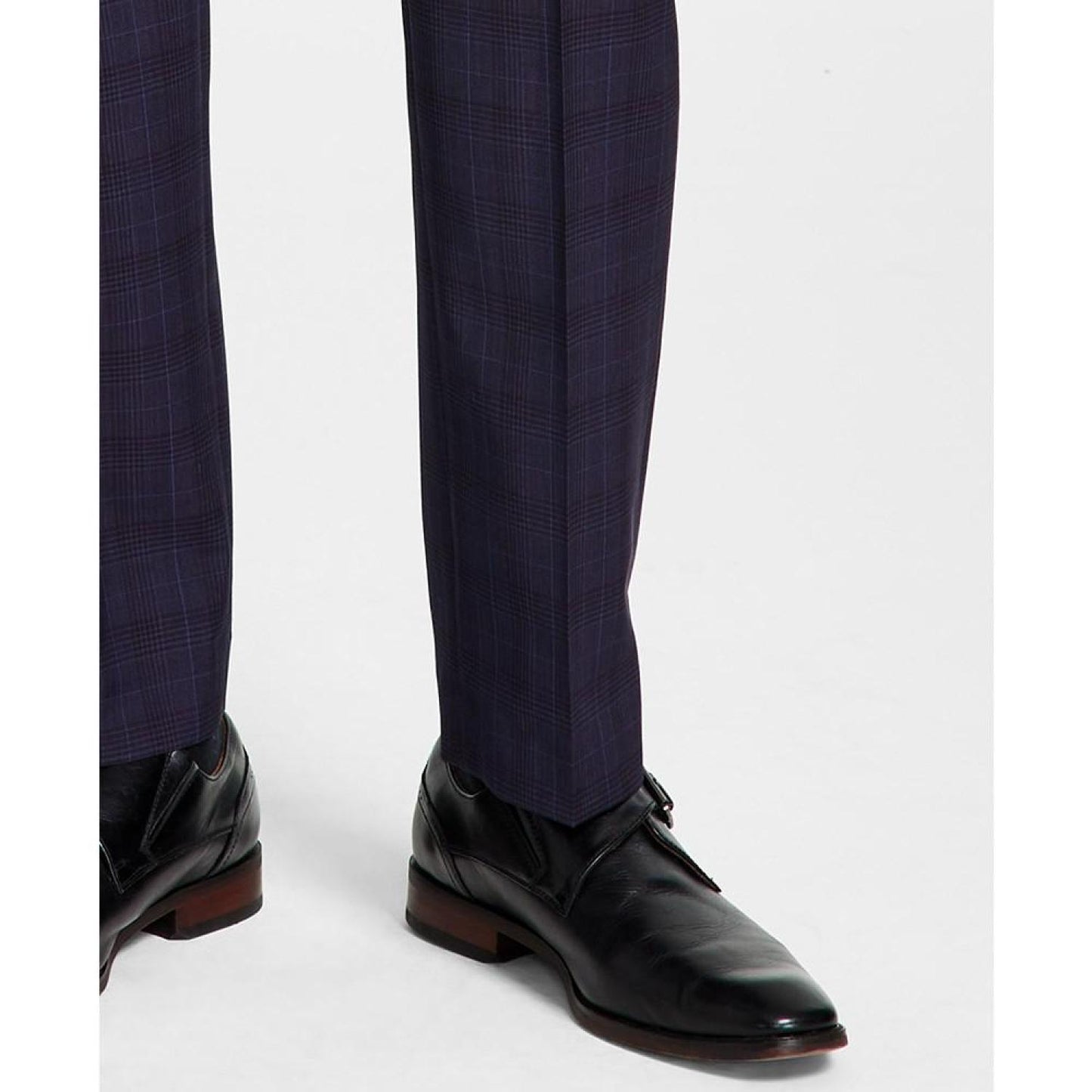 Men's Classic Fit Wool-Blend Plaid Suit Pants