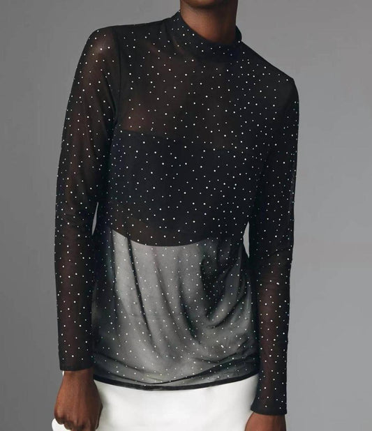 Starlight Long-Sleeve Sheer Tunic In Black