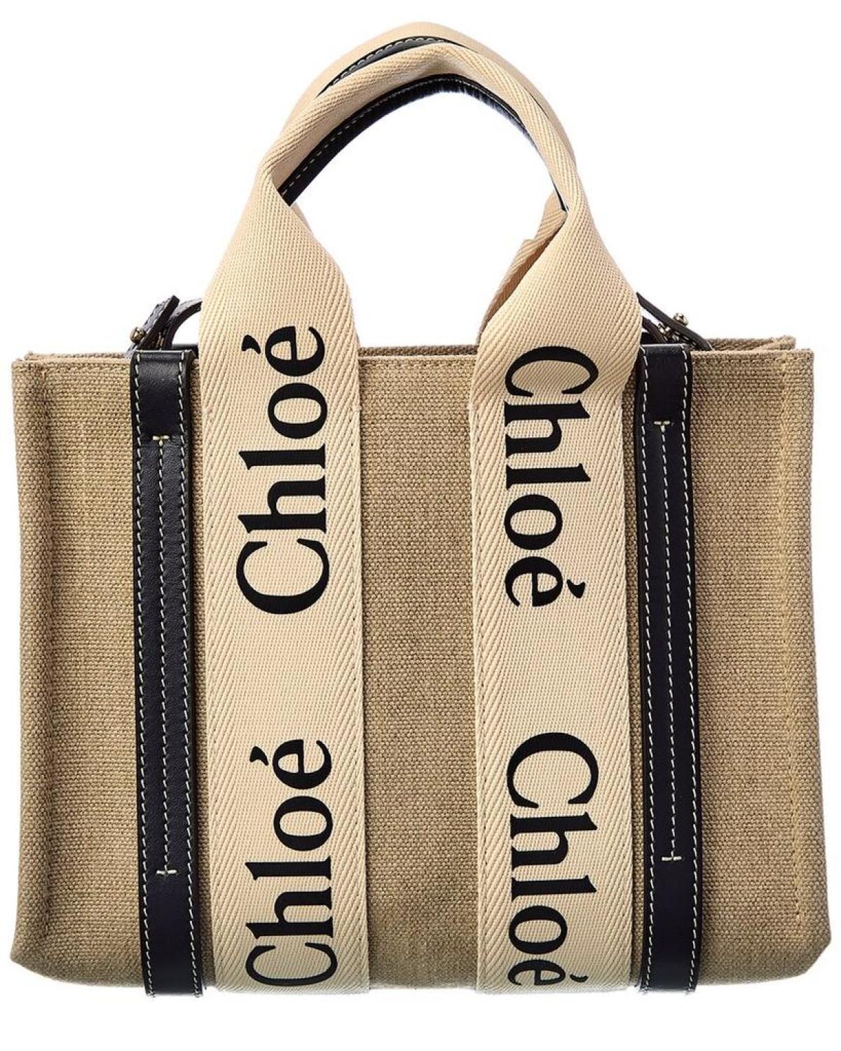 Chloé Woody Small Canvas & Leather Tote