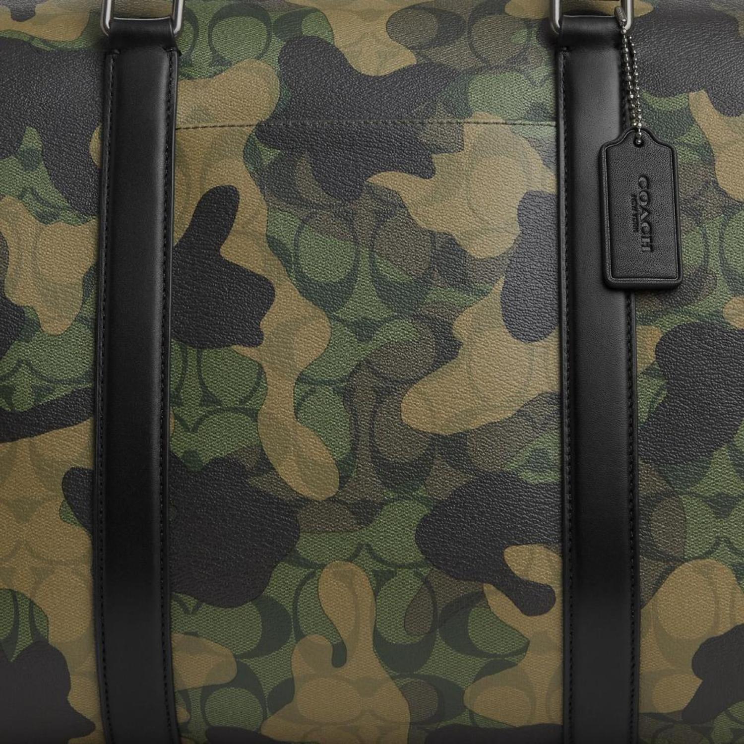 Coach camo duffle on sale bag