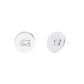 Rhodium Signature Coin Sculpted C Stud Earrings