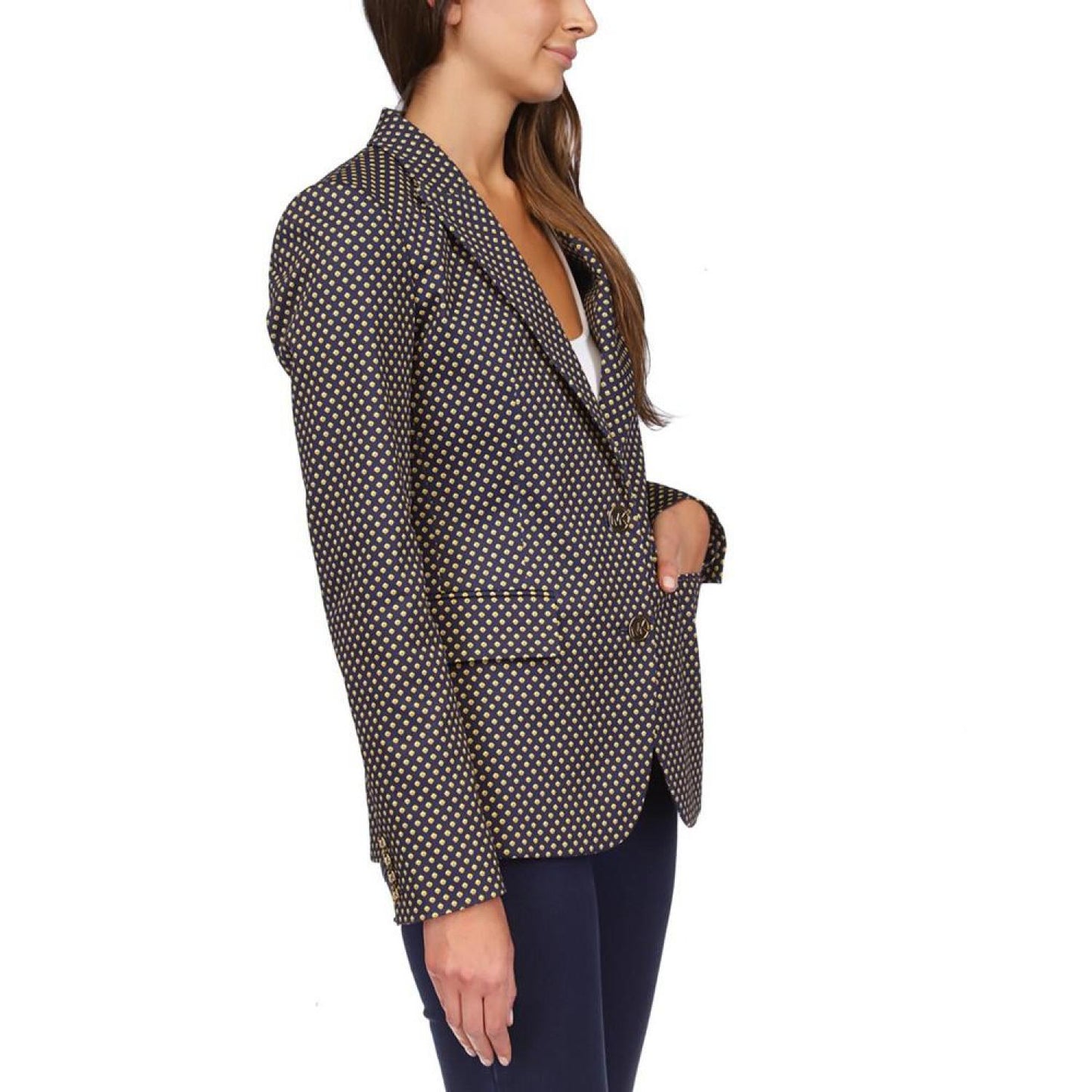 Women's Stud-Print Fitted Two-Button Blazer