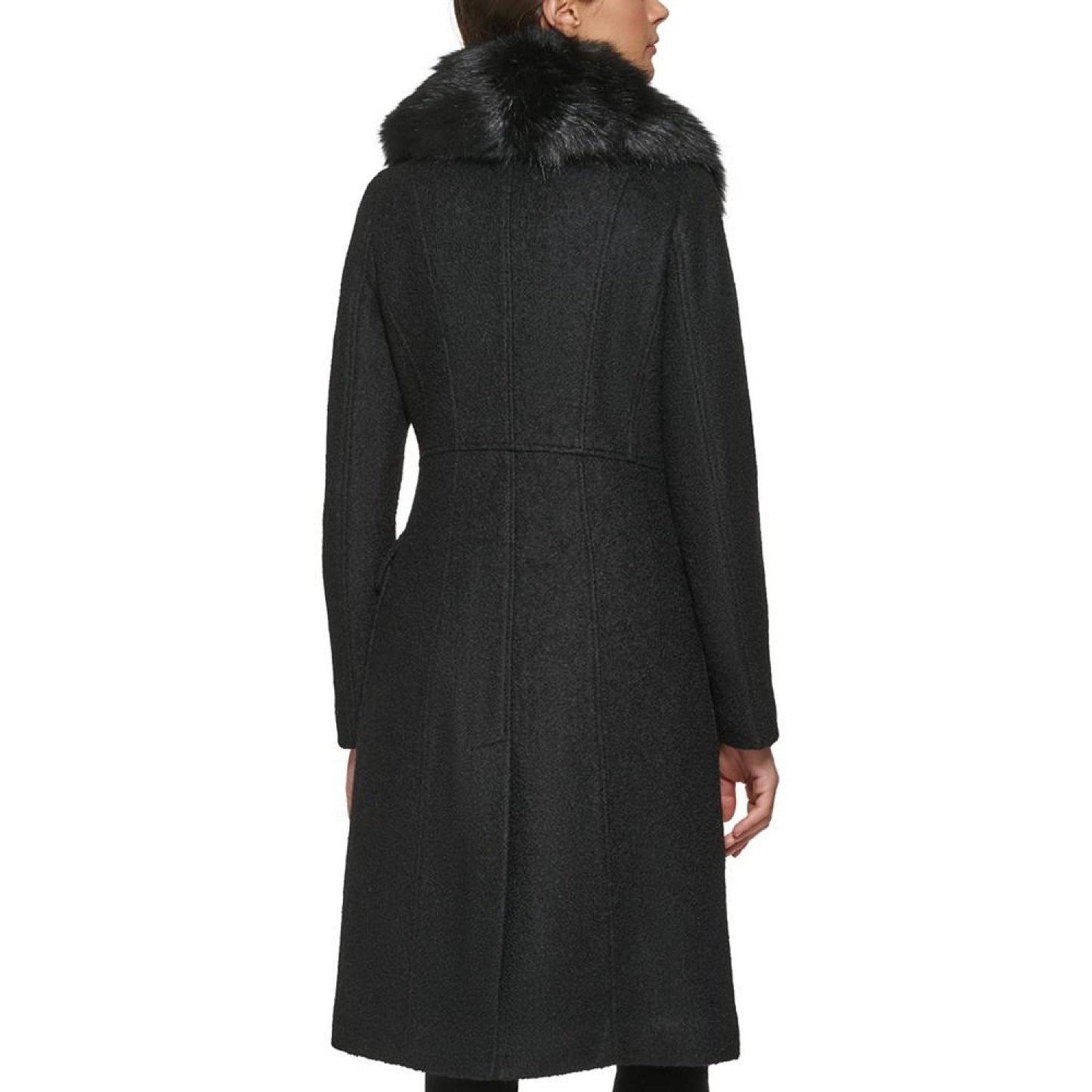 Women's Faux-Fur Collar Double-Breasted Walker Coat