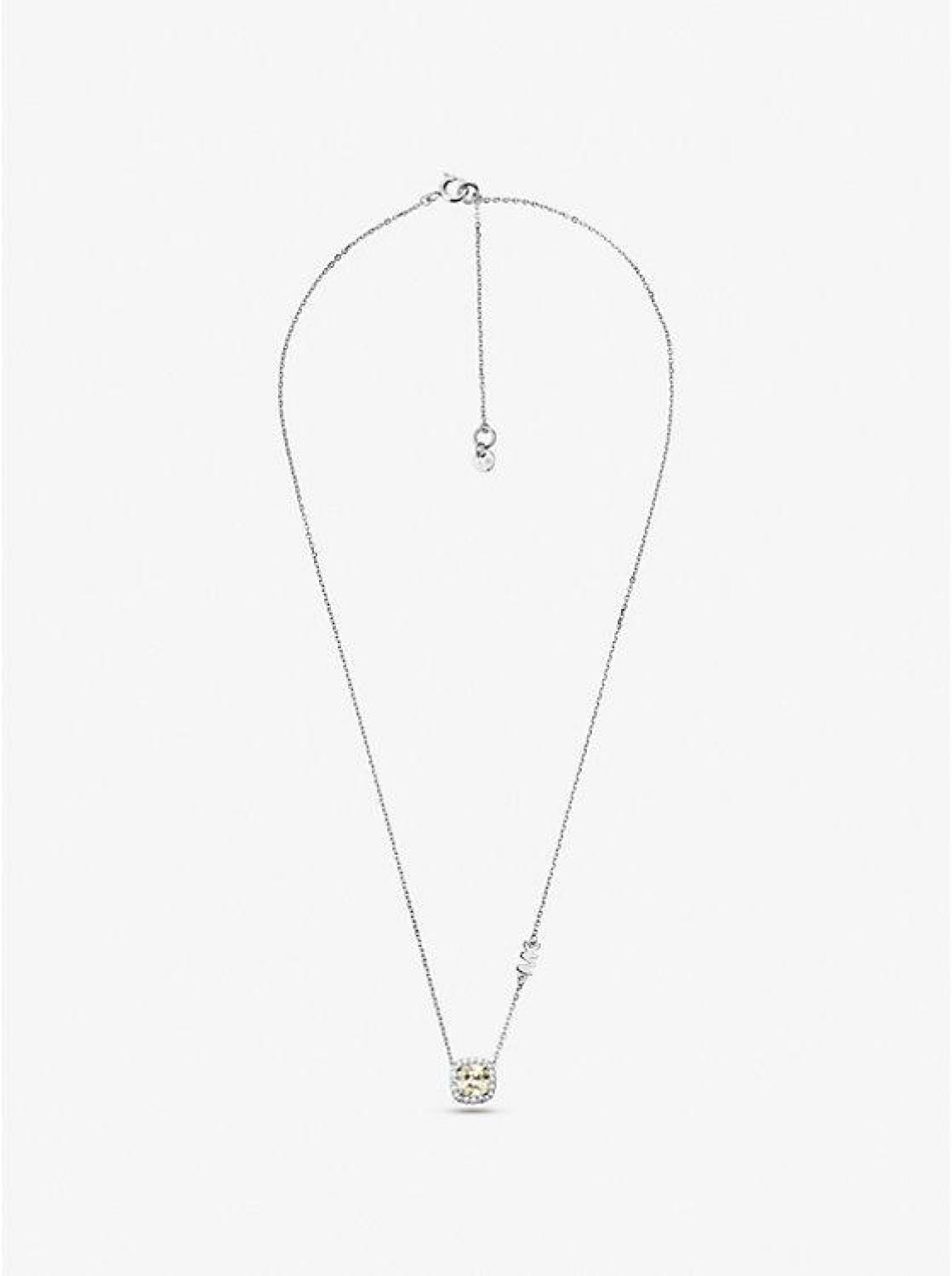 Precious Metal-Plated Sterling Silver Pavé Halo Necklace