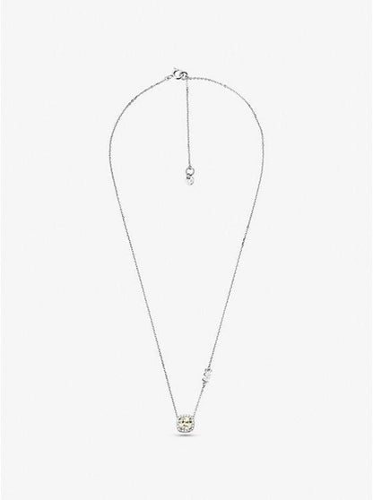 Precious Metal-Plated Sterling Silver Pavé Halo Necklace