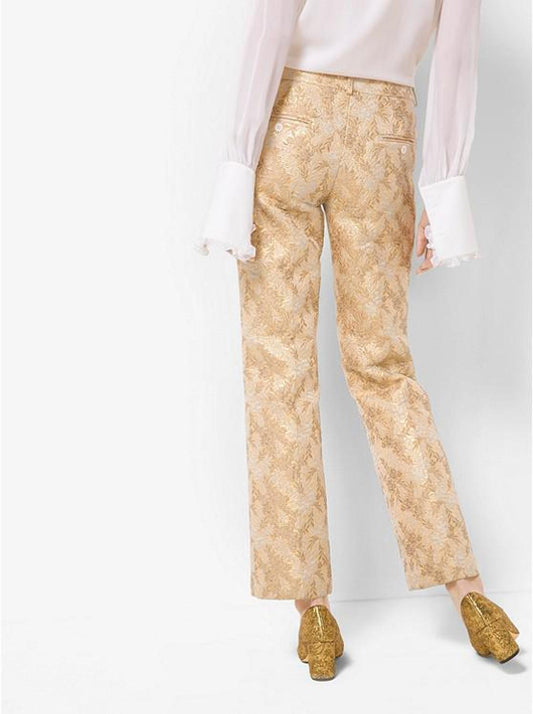 Floral Metallic Jacquard Trousers