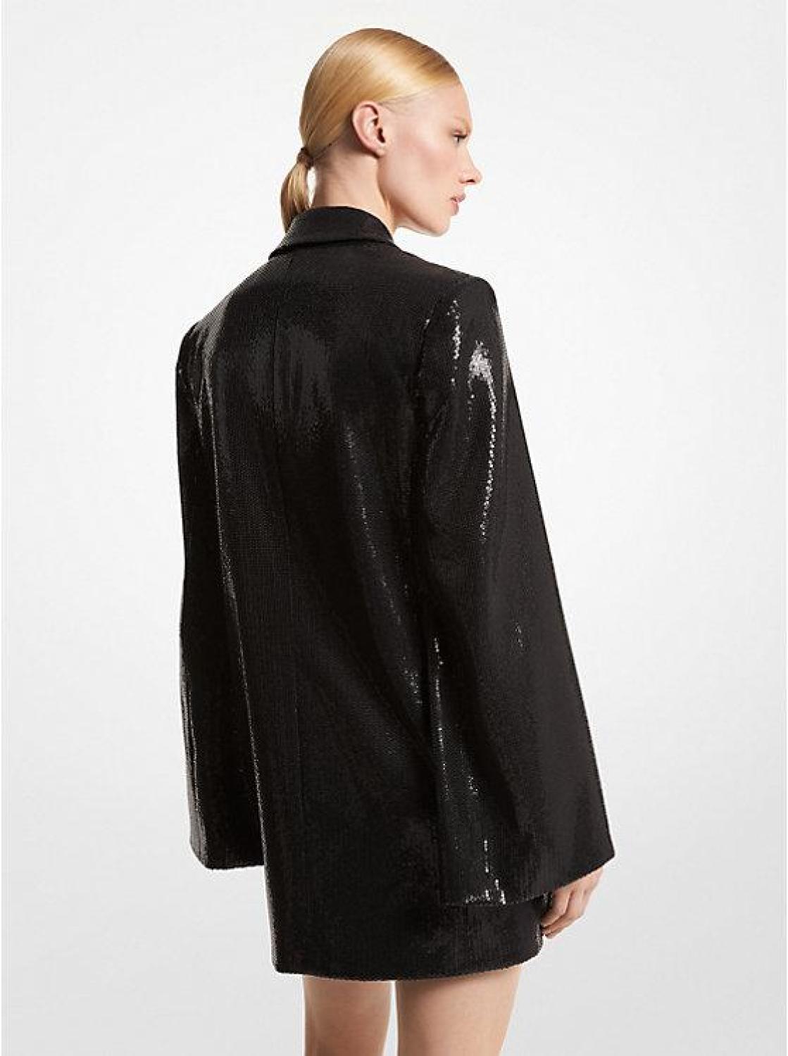 Sequin Embroidered Crepe Cape Jacket