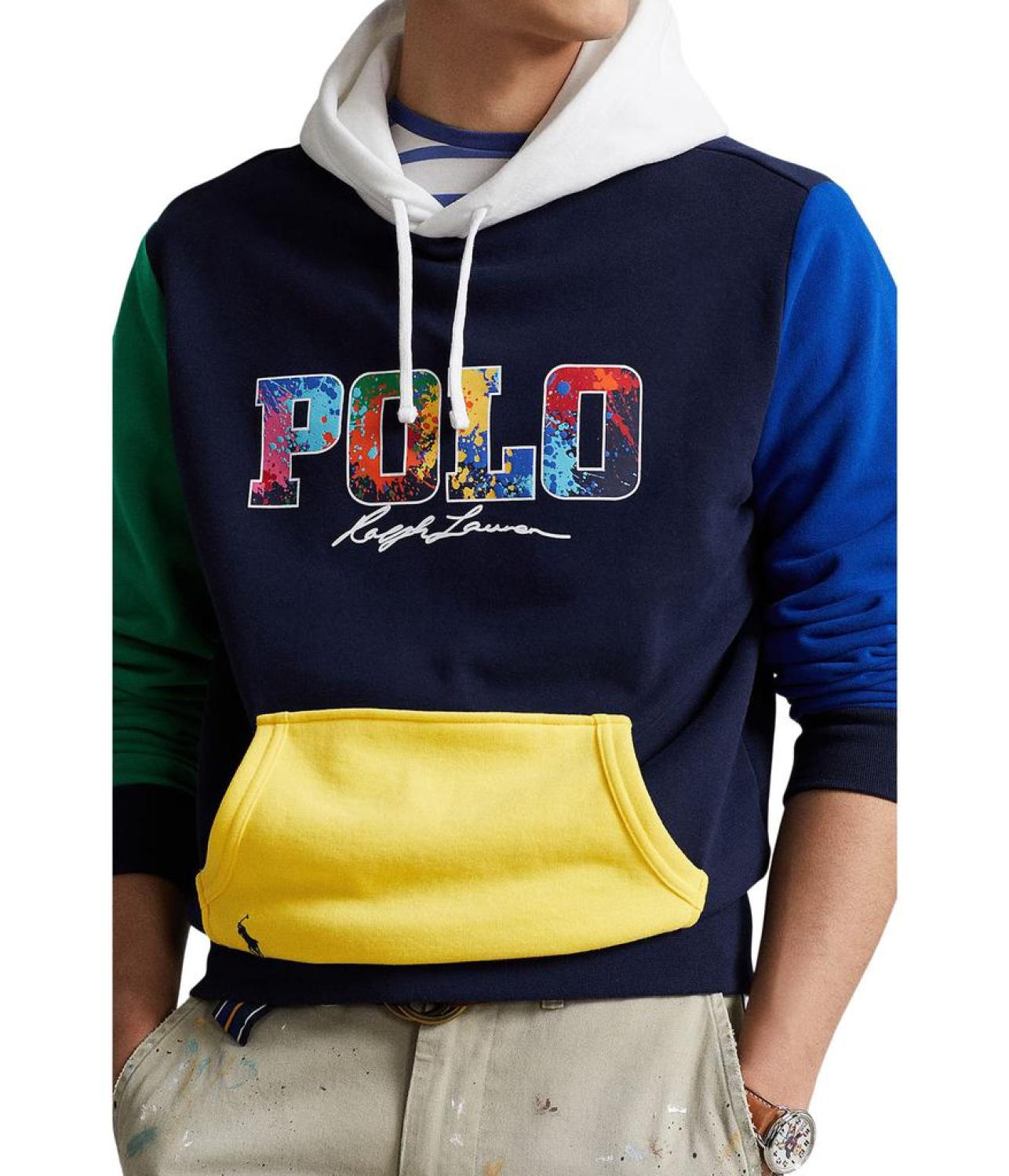 Logo Color-Blocked Fleece Hoodie