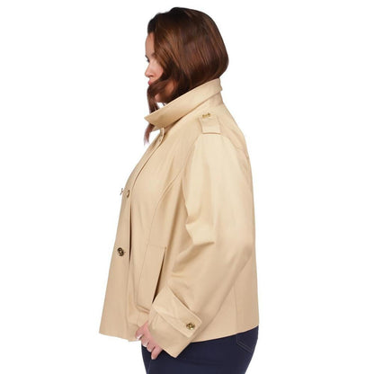 Plus Size Cropped Double-Breasted Peacoat