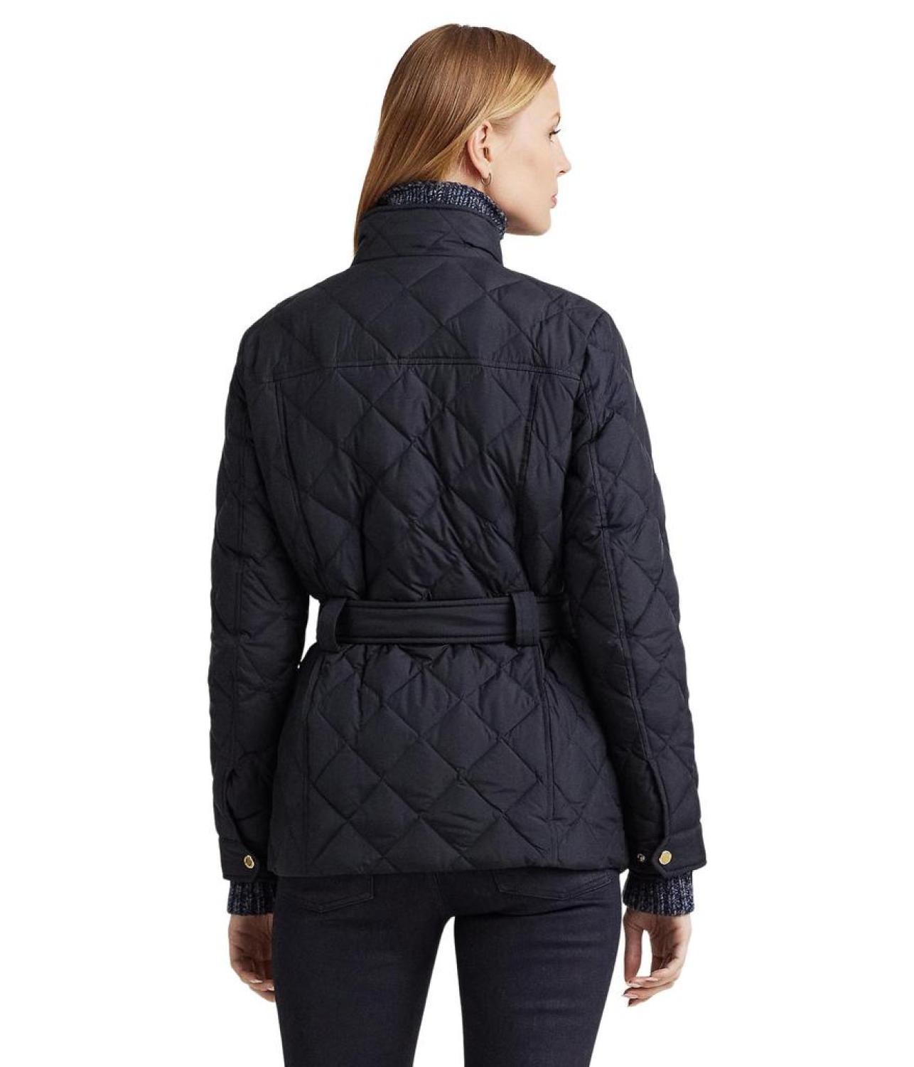 Diamond-Quilted Down Coat