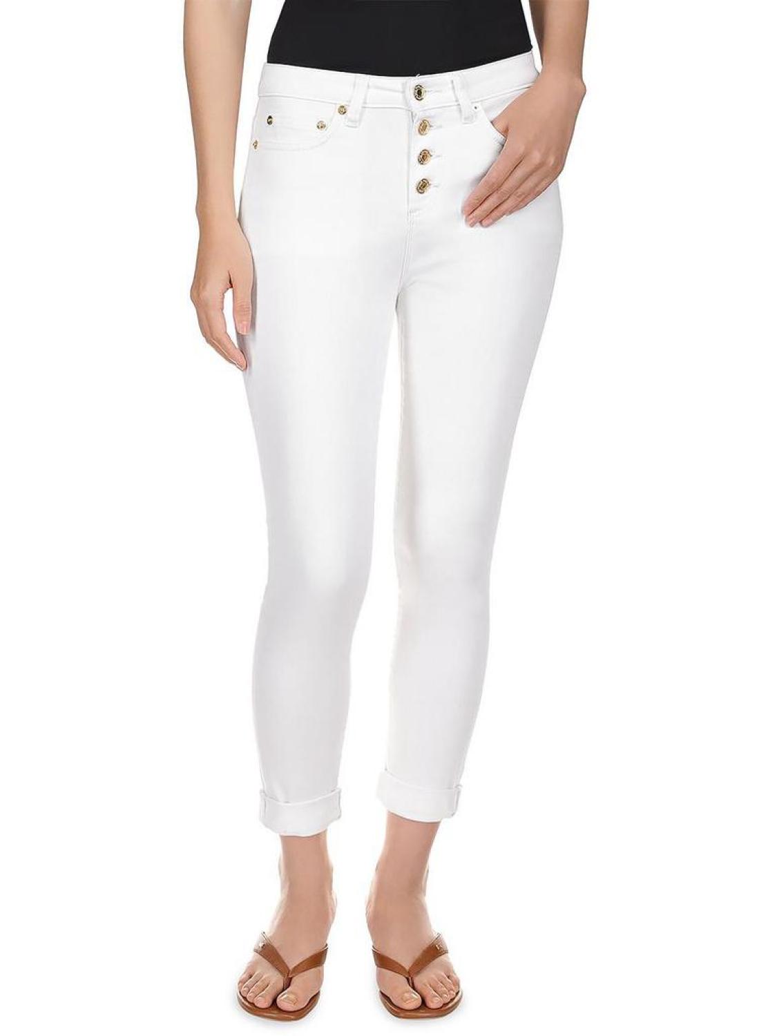 Womens Skinny Rolled Hem Cropped Jeans