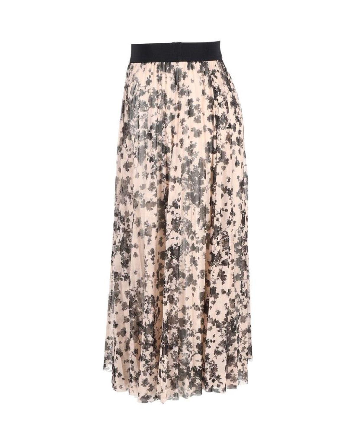 Max Mara Pleated Tulle Midi Skirt in Peach Polyester