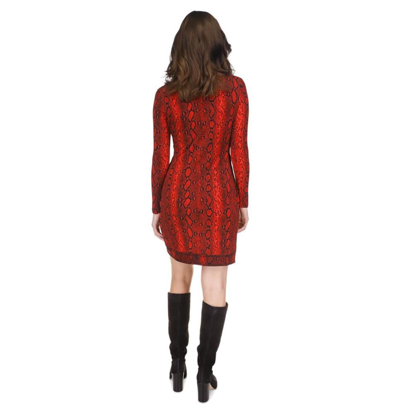 MICHAEL Petite Crossover Border Snakeskin-Print Mini Dress