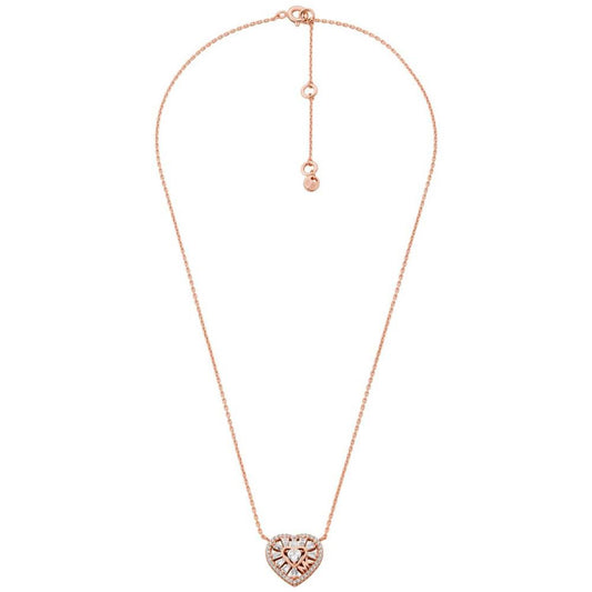 Sterling Silver or 14k Rose Gold-plated Sterling Silver Tapered Baguette Heart Pendant Necklace