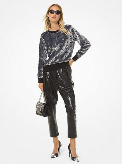 Pleated Leather Pants