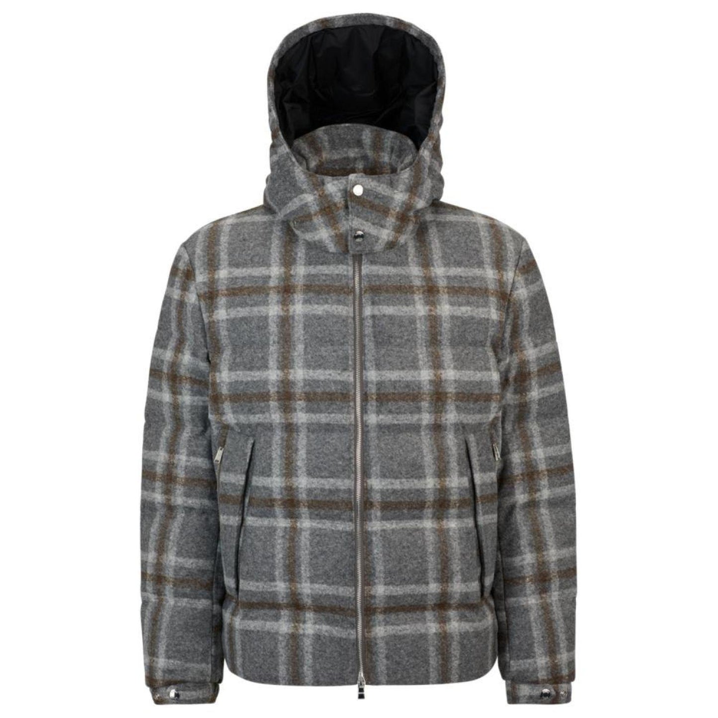 Down jacket with checked pattern