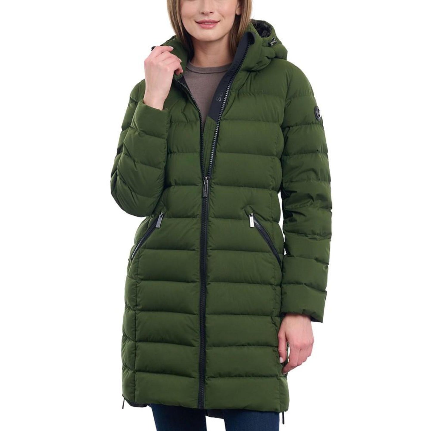 Women's Hooded Faux-Leather-Trim Puffer Coat, Created for Macy's