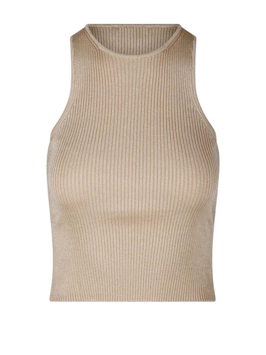 Michael Michael Kors Metallic Ribbed Stretch Cropped Tank Top