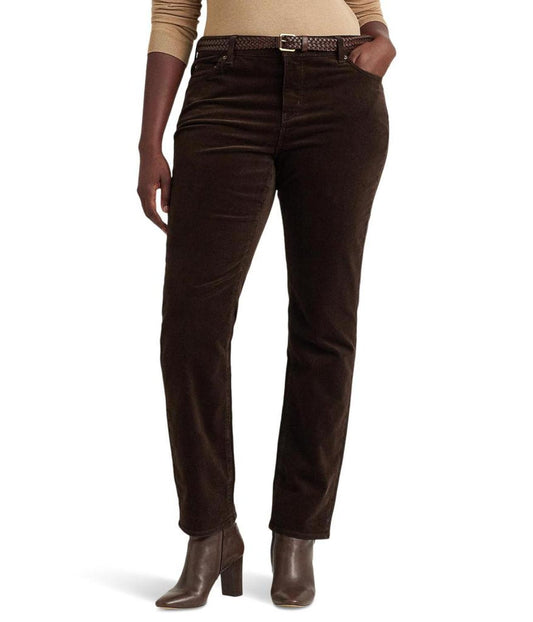 Plus Size Corduroy Mid-Rise Straight Pants