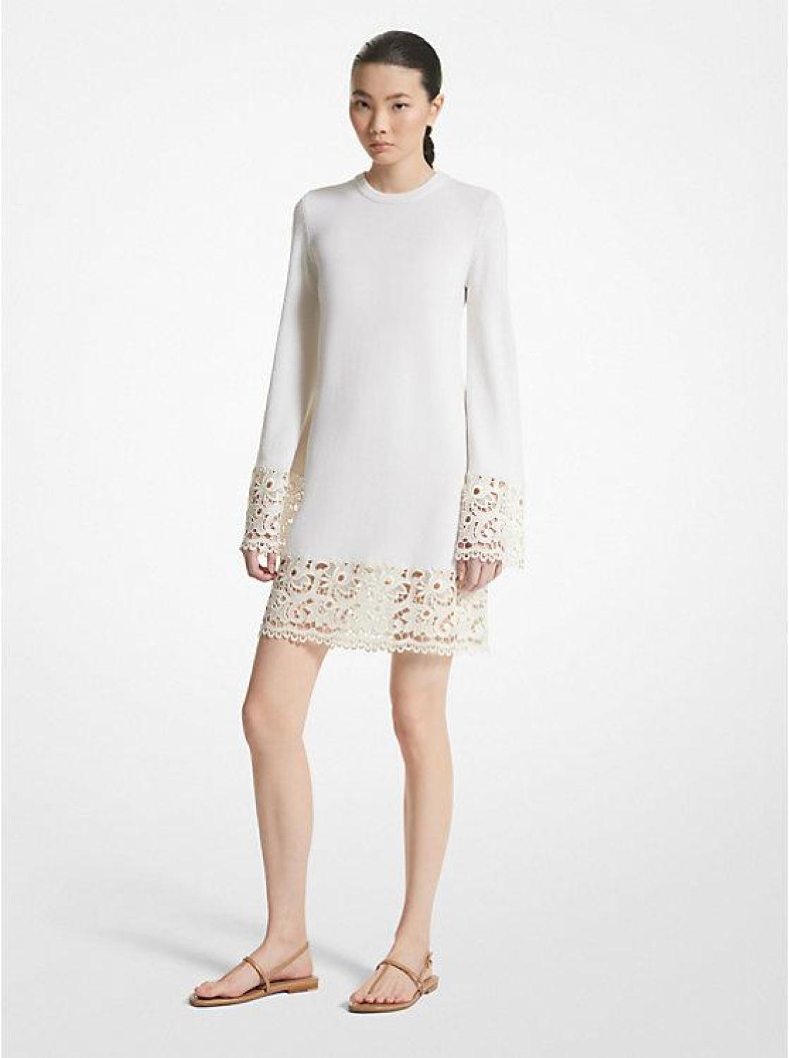 Lace Trim Cashmere Dress