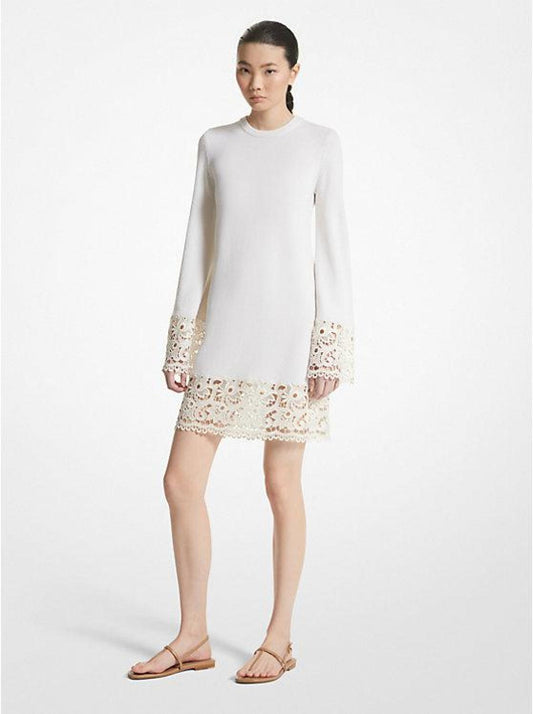 Lace Trim Cashmere Dress