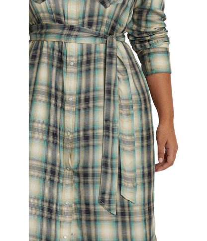 Plus Size Plaid Twill Shirtdress