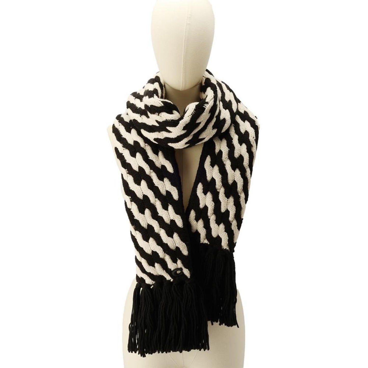 Women's Two-Tone Cable-Knit Fringe-Trim Scarf