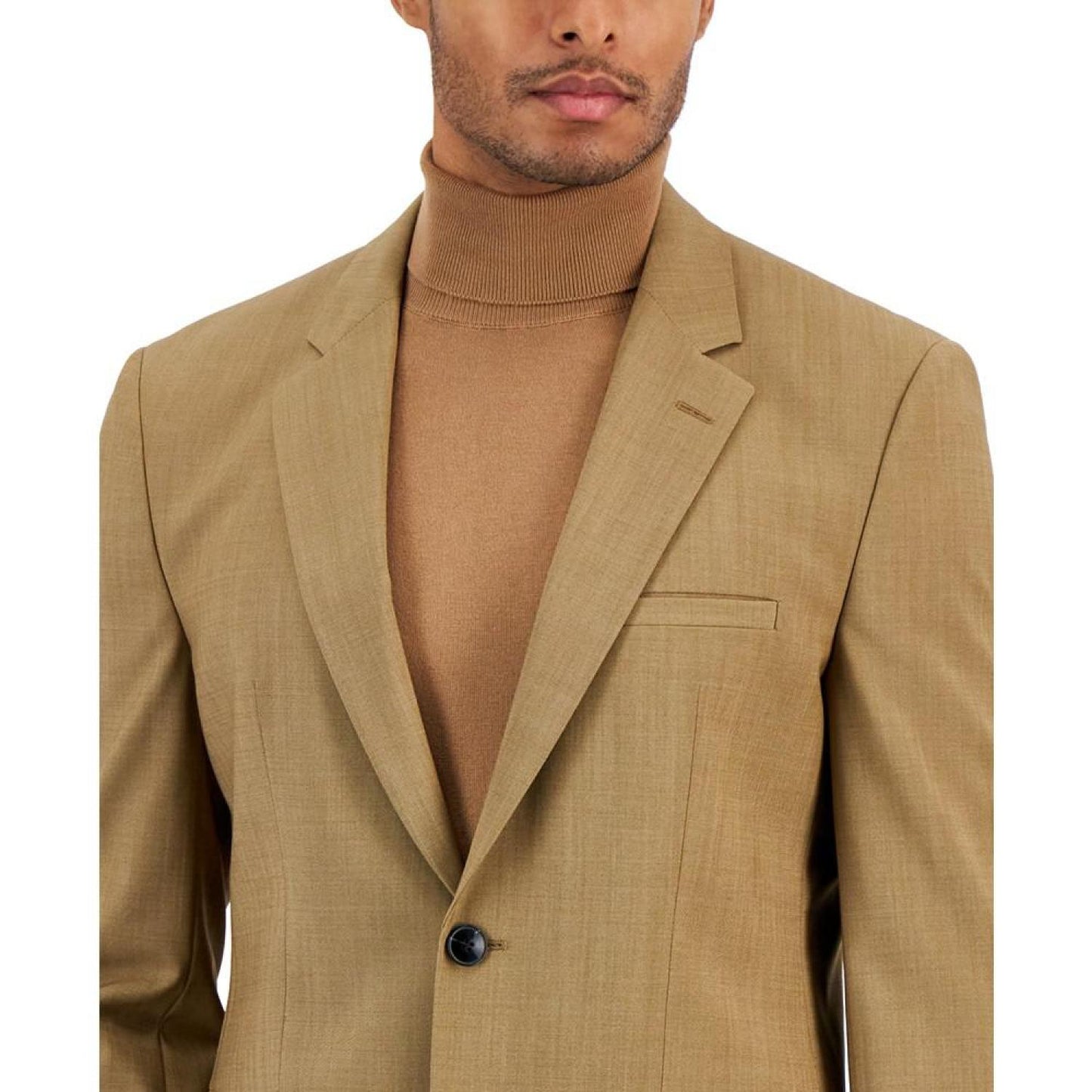 Men's Modern-Fit Stretch Tan Suit Separate Jacket