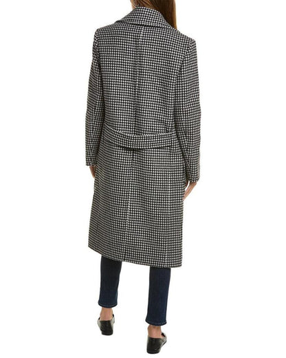 Michael Kors Collection Dogtooth Melton Wool Coat