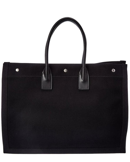 Saint Laurent Rive Gauche Canvas & Leather Tote