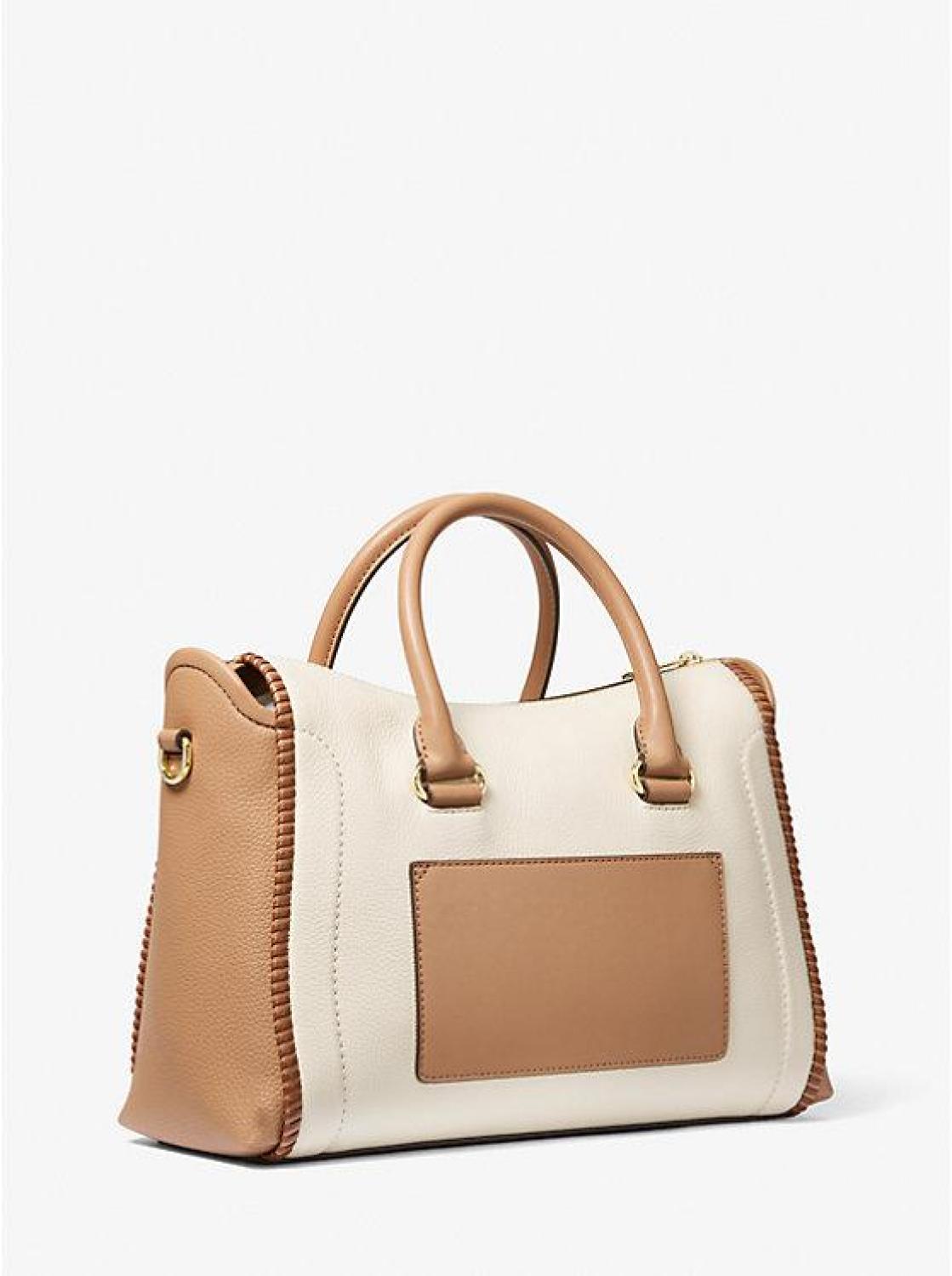 Carine Large Two-Tone Leather Satchel