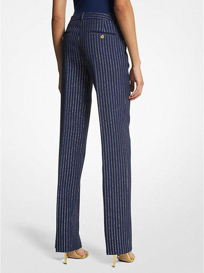 Carolyn Metallic Pinstripe Double Crepe Sablé Trousers