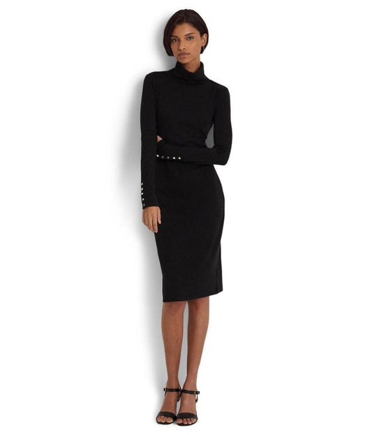 Cotton-Blend Turtleneck Dress