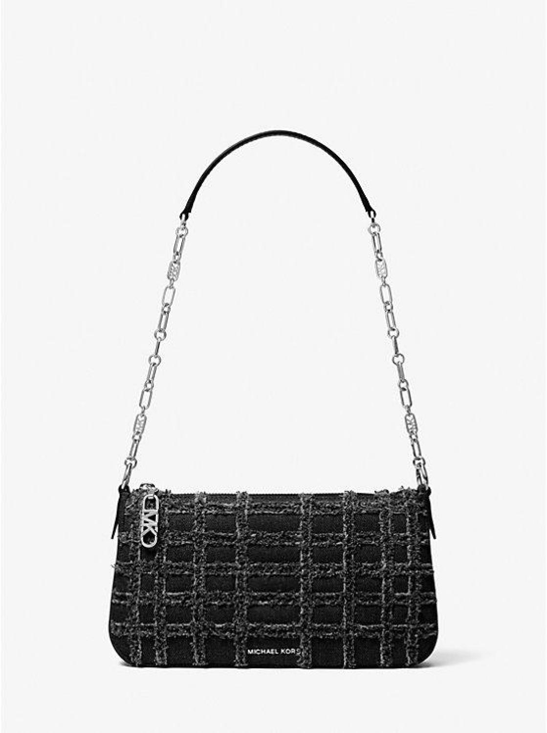 Empire Medium Frayed Denim Chain-Link Pochette