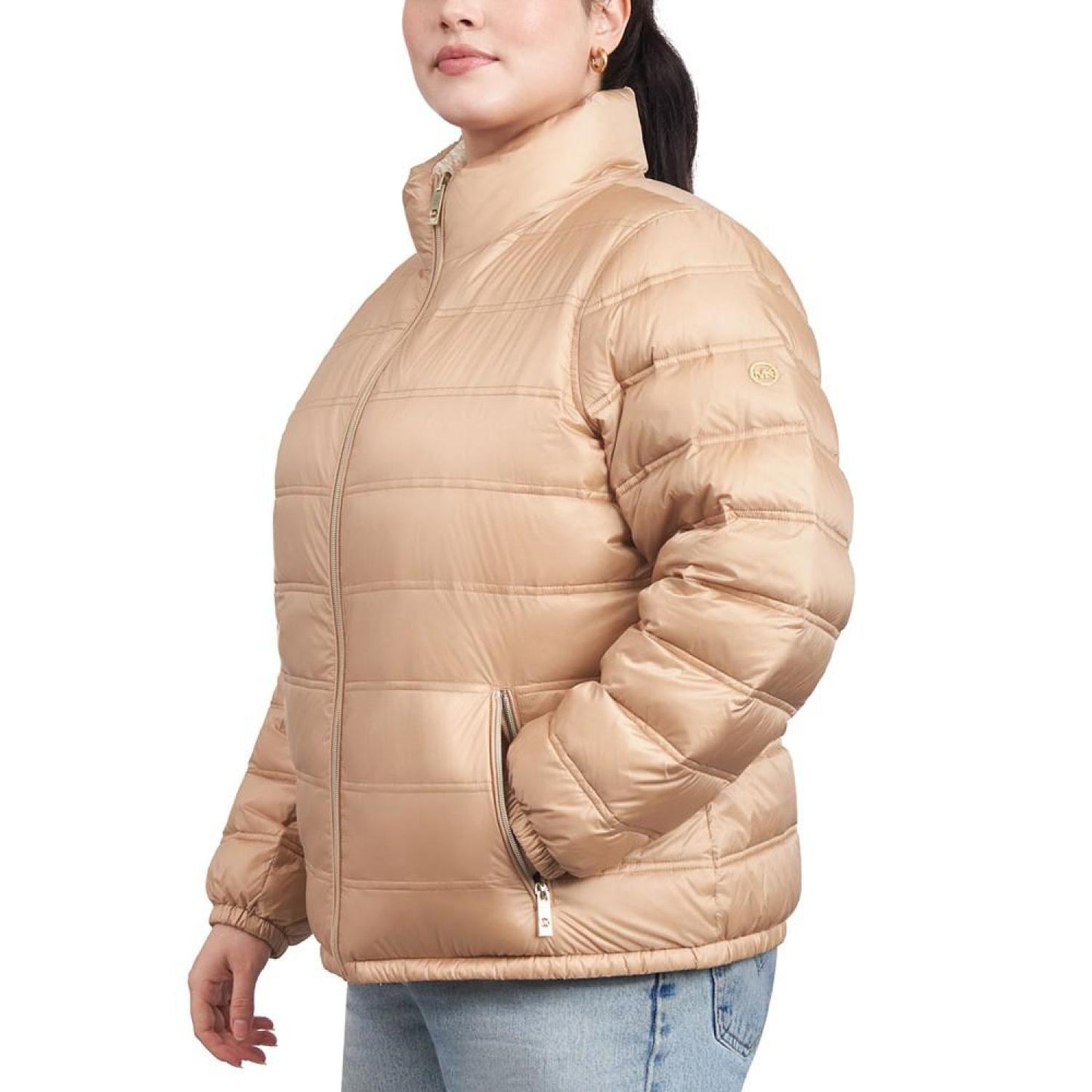 Women's Plus Size Reversible Shine Down Puffer Coat, Created for Macy's