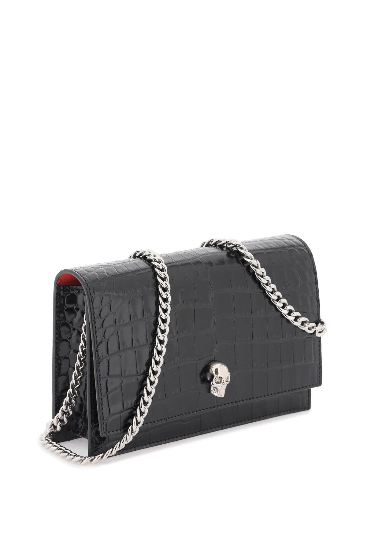 Alexander mcqueen croco-embossed leather skull mini bag