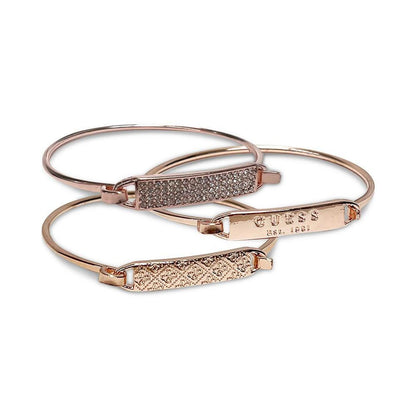 Rose Gold-Tone 3-Pc. Set Plate and Wire Bangle Bracelets