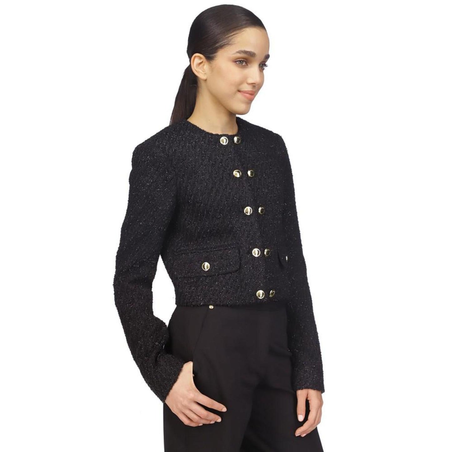 Women's Tweed Collarless Jacket