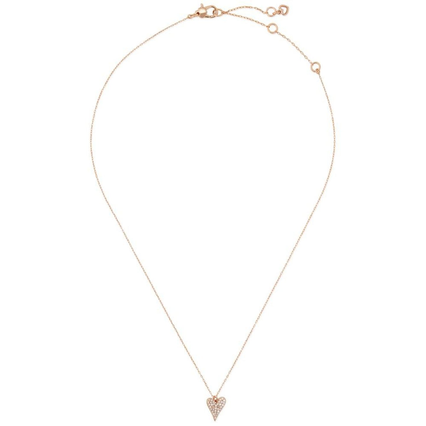 Rose Gold-Tone Pavé Heart Mini Pendant Necklace, 16" + 3" extender