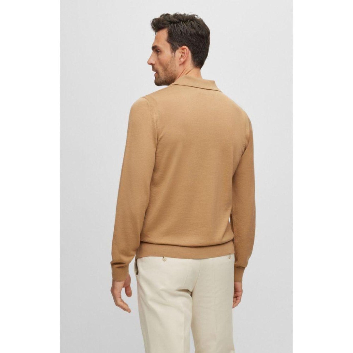 Polo-collar sweater in wool, silk and cashmere