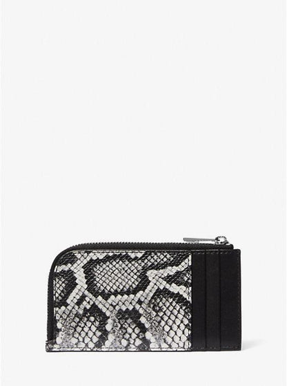 Varick Snake Embossed Leather Zip Wallet