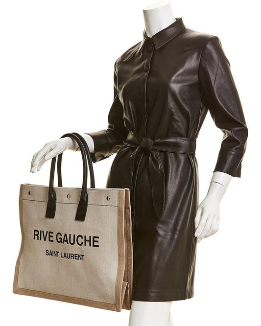 Saint Laurent Noe Rive Gauche Canvas & Leather Tote