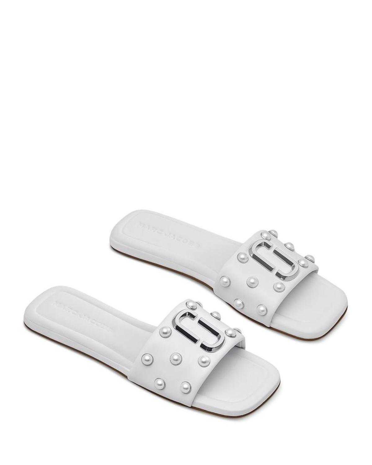 Women's The J Marc Square Toe Embellished Slide Sandals