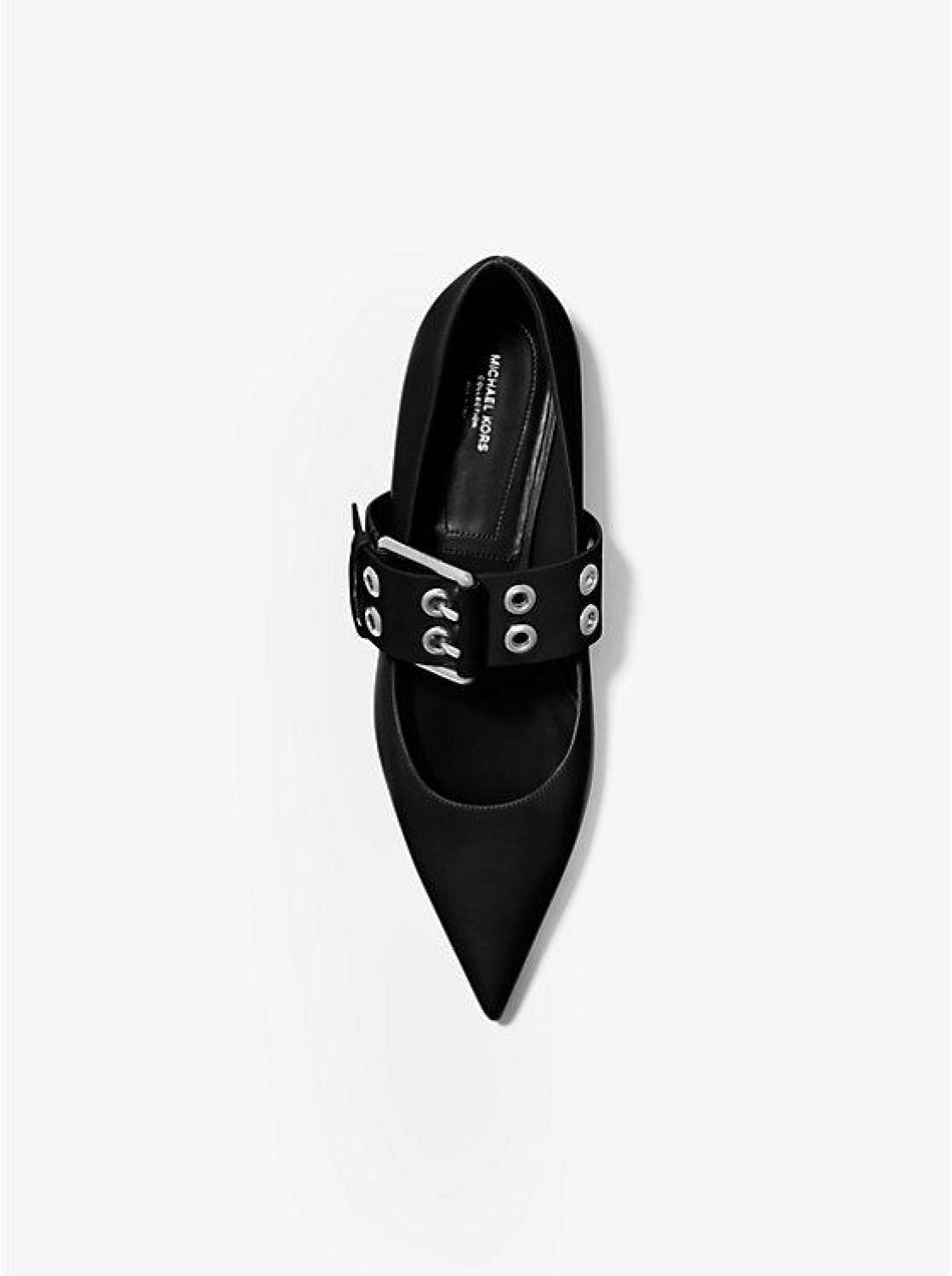 Maude Calf Leather Pointed-Toe Mary Jane Flat